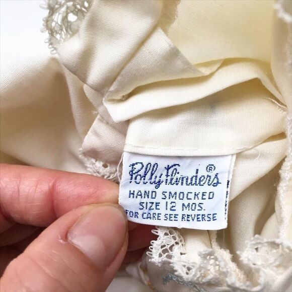 Vintage Polly Finders ivory pleated tie dress 12m - Picture 4 of 5